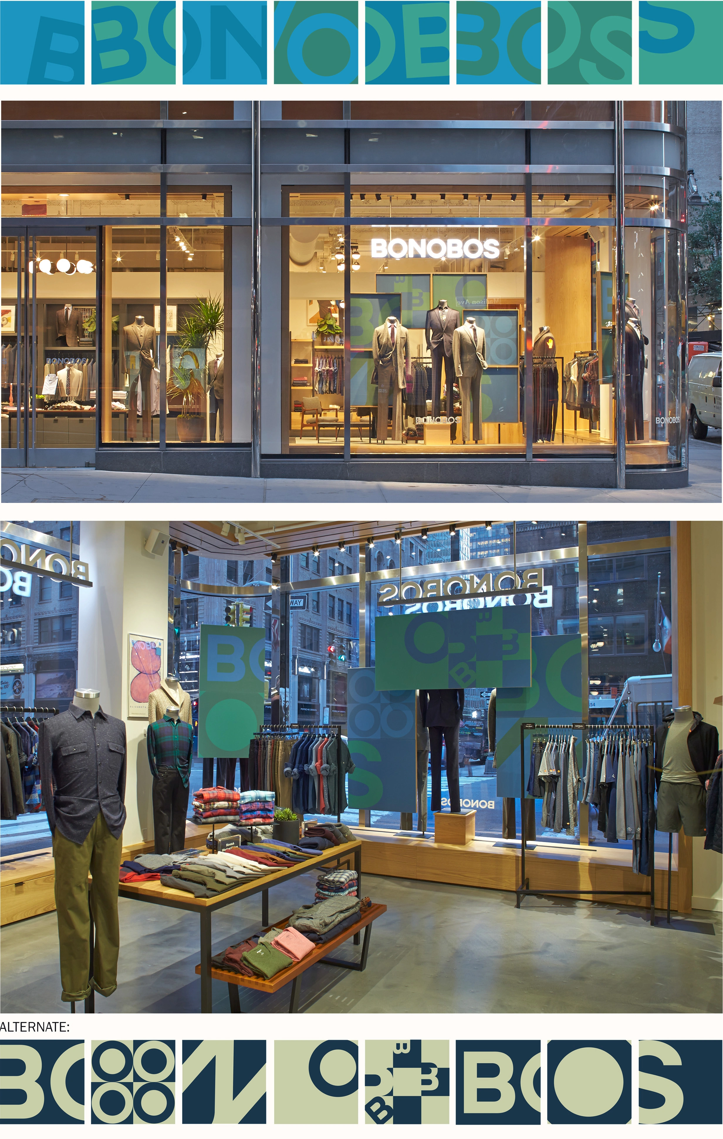 8 custom canvases on display at the Bonobos Madison Avenue store.